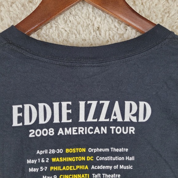 EDDIE IZZARD Stripped 2008 Tour Shirt Adult Size XL Black Short Sleeve Y2K VTG - Picture 11 of 12